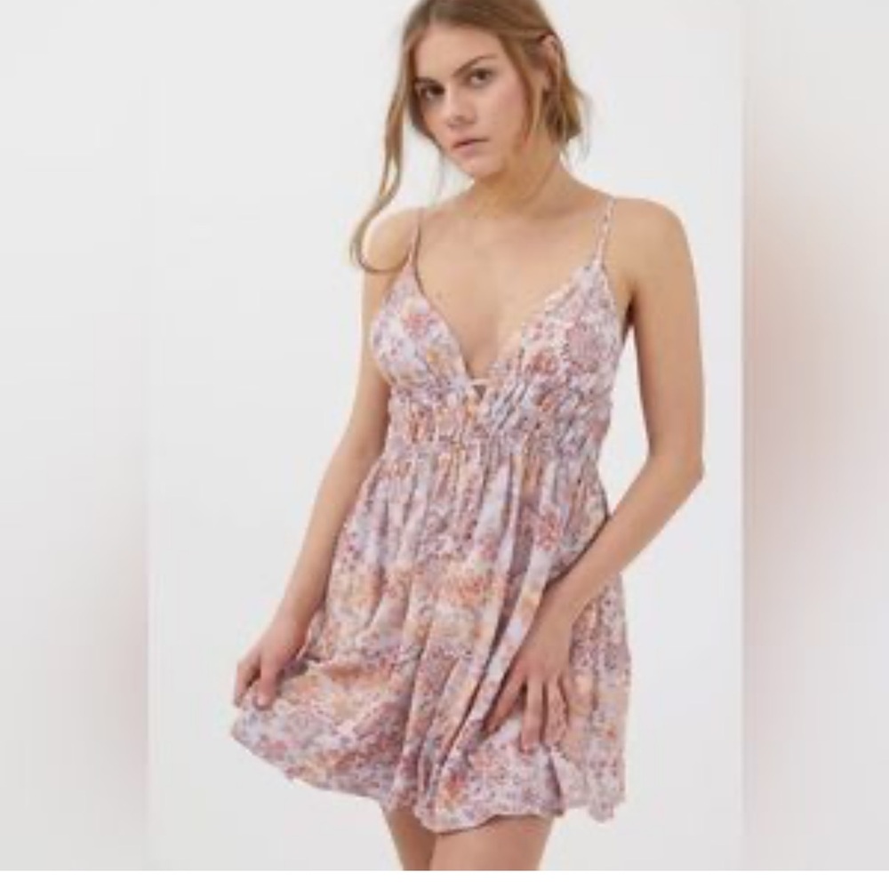 Urban Outfitters Floral Smocked Dress - Lavender and Pink